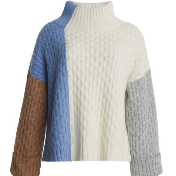 NWOT | Eleven Six Celia Colorblocked Cable Knit Sweater | XS/S - Picture 1 of 6
